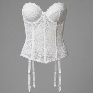 VTG Frederick's of Hollywood White Lace Bustier Corset Bridal 36B Style 5803‎